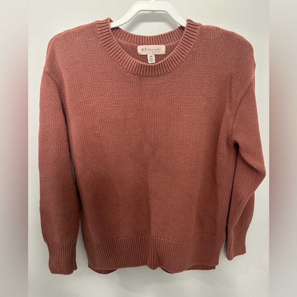 8/$20 Philosophy Dusty Rose Knit Pullover 100% Cotton Medium
